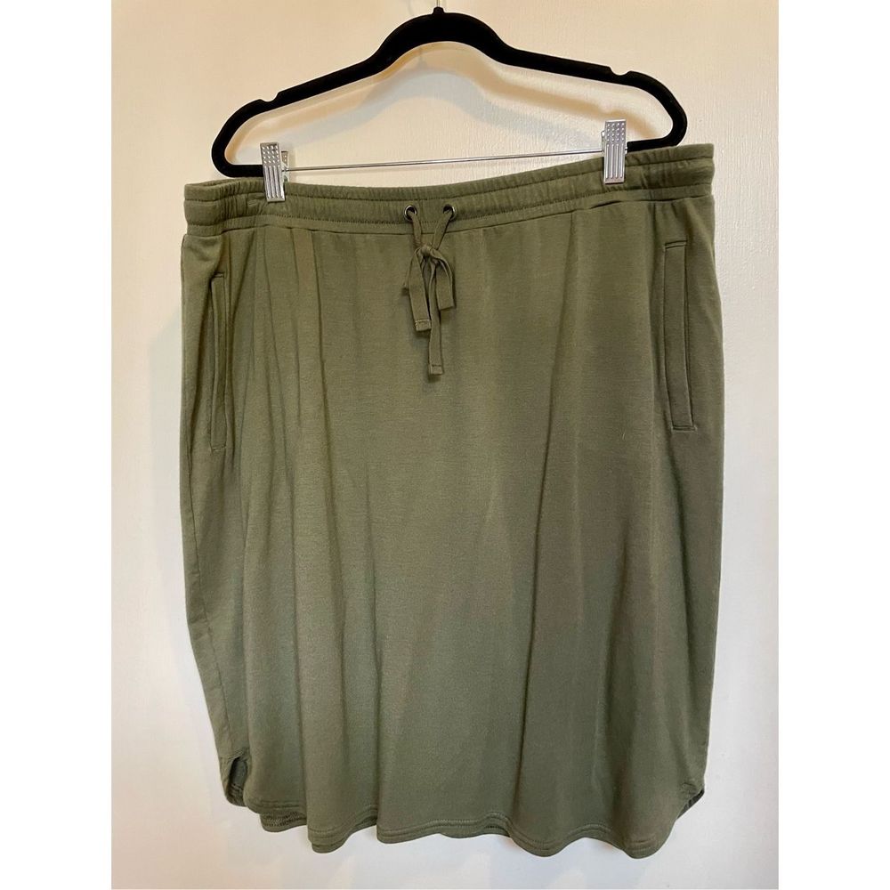 J JILL KNIT CURVED HEM SKIRT ELASTIC WAIST MOSS GREEN SIZE XL